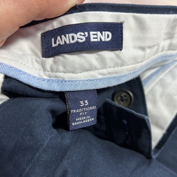 LANDS END - Mens Sz 33- Traditional Fit, Navy Blue, Flat Front Chino Sho… - Picture 5 of 6